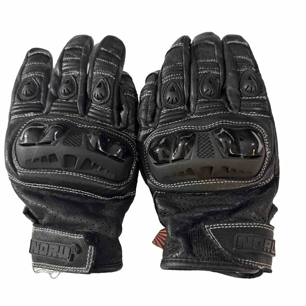 Noru‎ Unisex Size Medium Biking Motorcycle Gloves All Black W/Knuckle Protection
